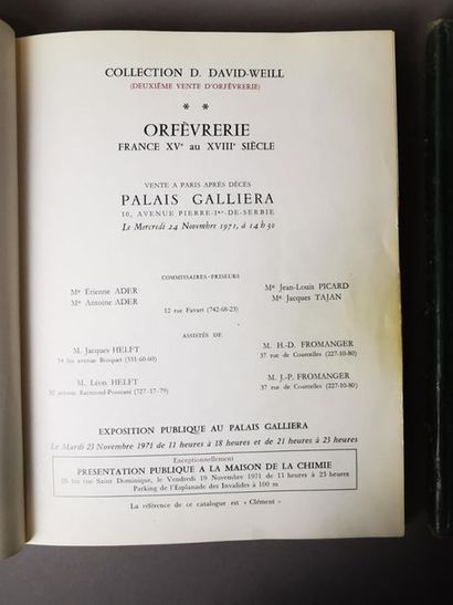 CATALOGUES DE VENTE de la Collection David-Weill :...