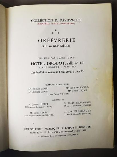 CATALOGUES DE VENTE de la Collection David-Weill :...