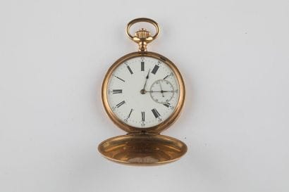 Montre de poche savonnette en or 750 millièmes,...