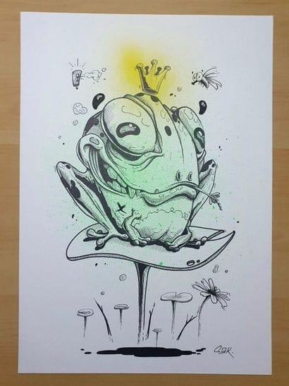 SYRK - Dessin à l’encre et spray sur papier...