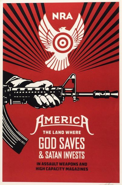 OBEY - NRA, 2014. Sérigraphie signée en open...