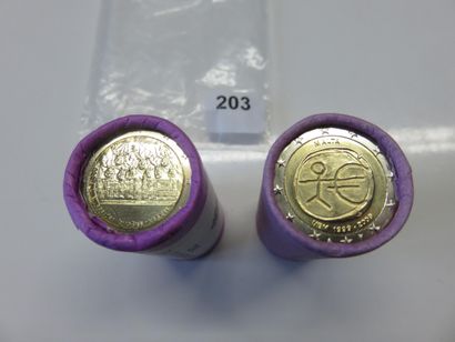 Monnaies Euros - Malte - Lot de 2 Rouleaux...