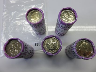 Monnaies Euros - Belgique - Lot de 5 Rouleaux...