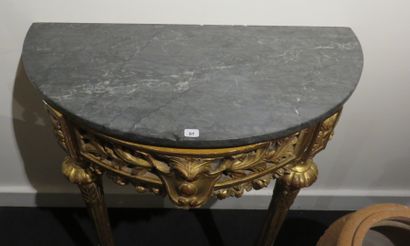 Console demi-lune en bois doré, ceinture...