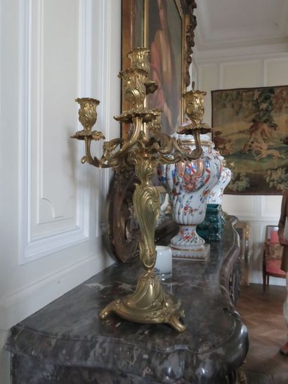 Paire de candélabres en bronze à quatre bras...