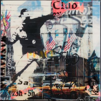 Cédric BOUTEILLER 

Banksy.

Technique mixte...