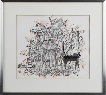 Ben FREEDMAN 

Chat. 

Gouache sur papier...