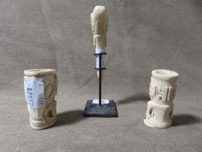 Trois représentations de tiki polynésien,...