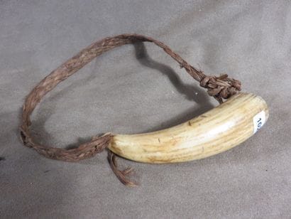 A necklace made of polished sperm whale tooth...