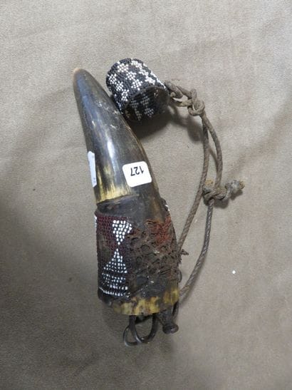Mohara talisman horn, partially covered with...