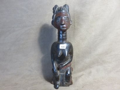 Female fetish represented sitting on a stool,...