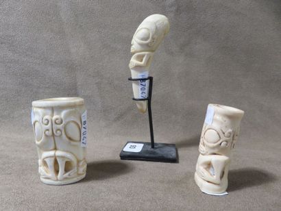 Trois représentations de tiki polynésien,...