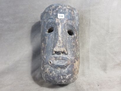 Shamanic mask of rectangular shape. Wood...