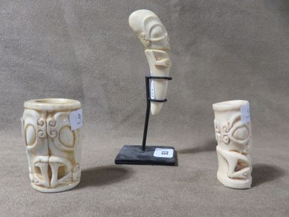 Trois représentations de tiki polynésien,...