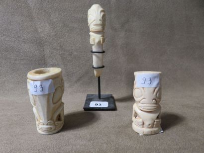 Trois représentations de tiki polynésien,...