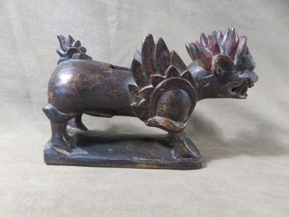 Reliquary box representing a singa standing...