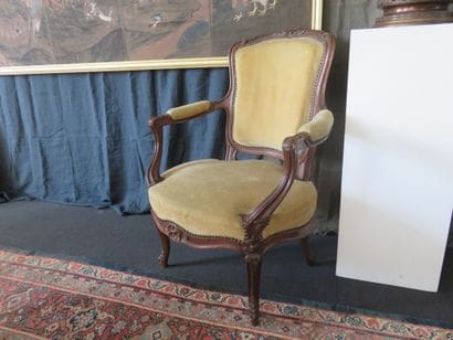 Paire de fauteuils en hêtre mouluré et sculpté...