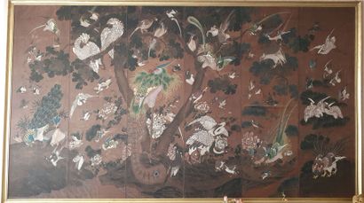CHINE, Canton

Ensemble de six panneaux montés...