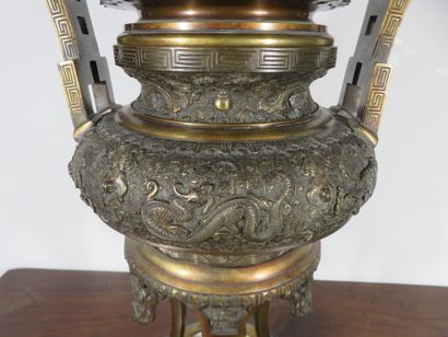 EXTRÊME-ORIENT 

Grand brûle-parfum en bronze...