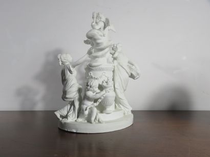Groupe en biscuit à quatre figurines : L’Amour...