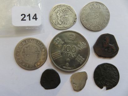 Monnaies - Espagne - Lot de 8 monnaies, dont...