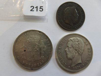 Monnaies - Espagne - Lot de 3 monnaies, dont...