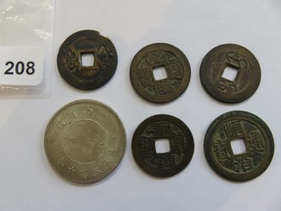Monnaies - Chine - Lot de 6 Monnaies, 1 Cash...