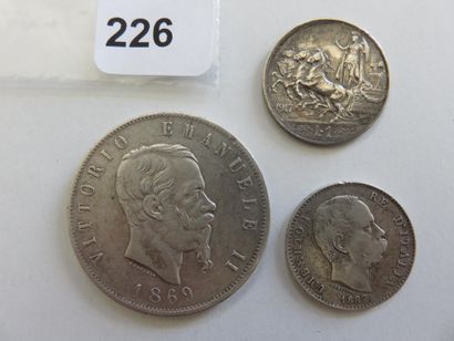 Monnaies - Italie - Lot de 3 monnaies en...