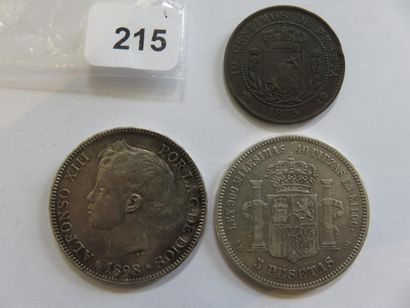 Monnaies - Espagne - Lot de 3 monnaies, dont...
