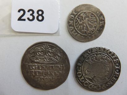 Monnaies - Pologne - Lot de 3 monnaies Sigismond...