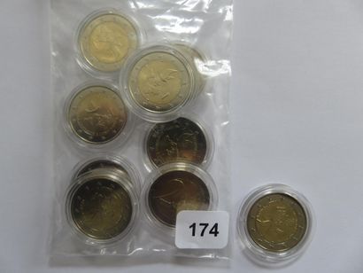 Monnaies Euros - Monaco - Lot de 9 x 2 Euros...