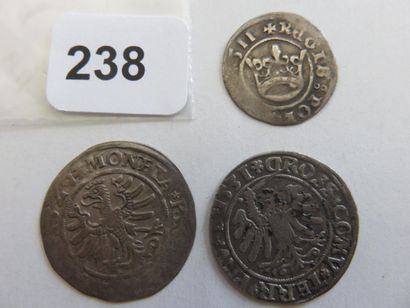 Monnaies - Pologne - Lot de 3 monnaies Sigismond...