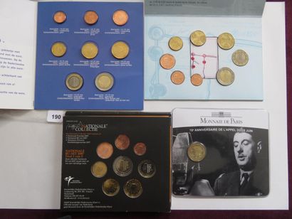 Monnaies - Euros - Lot de 4 plaquettes, Plaquette...