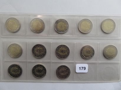 Monnaies - Euros - Collection de 13 x 2 Euros...