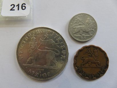 Monnaies - Ethiopie - Lot de 3 monnaies,...