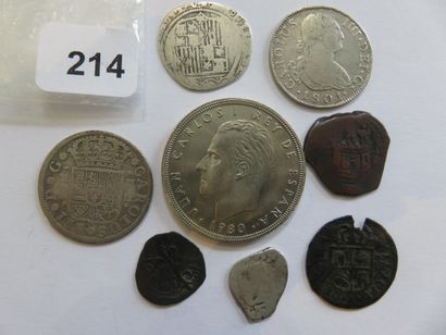 Monnaies - Espagne - Lot de 8 monnaies, dont...