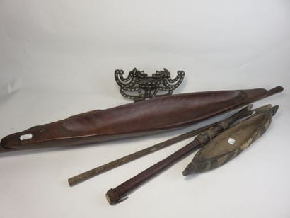 Lot of 6 objects; two African wooden bowls...