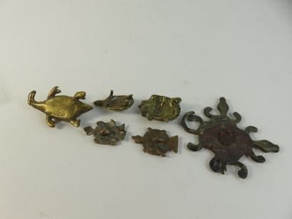 Six animaux : un crocodile double, deux tortues,...
