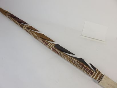 Haut de lance. Bois et pigments polychromes....