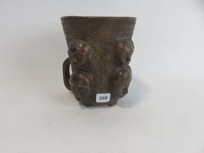 Palm wine cup with geometric decoration decorated...