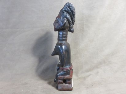 Female fetish represented sitting on a stool,...