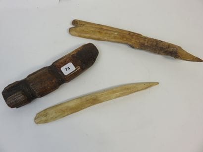 Set of three antique walrus ivory utility...
