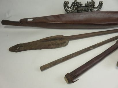 Lot of 6 objects; two African wooden bowls...