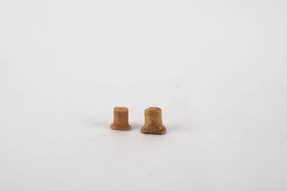 Two labrets. Walrus ivory. Length: 2.2 and...
