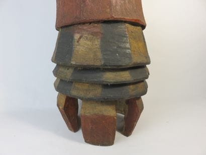 Curved cylinder drum on legs. Polychrome...