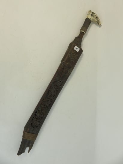 Mandau, ceremonial sword, the blade is inlaid...
