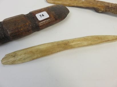 Set of three antique walrus ivory utility...