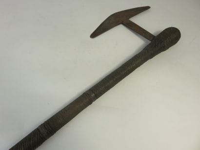 War axe decorated with brass wire braiding....