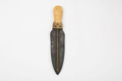 Knife made of a thin steel blade with bronze...