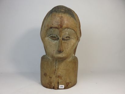 Bust mask. The face is heart-shaped. Hardwood...